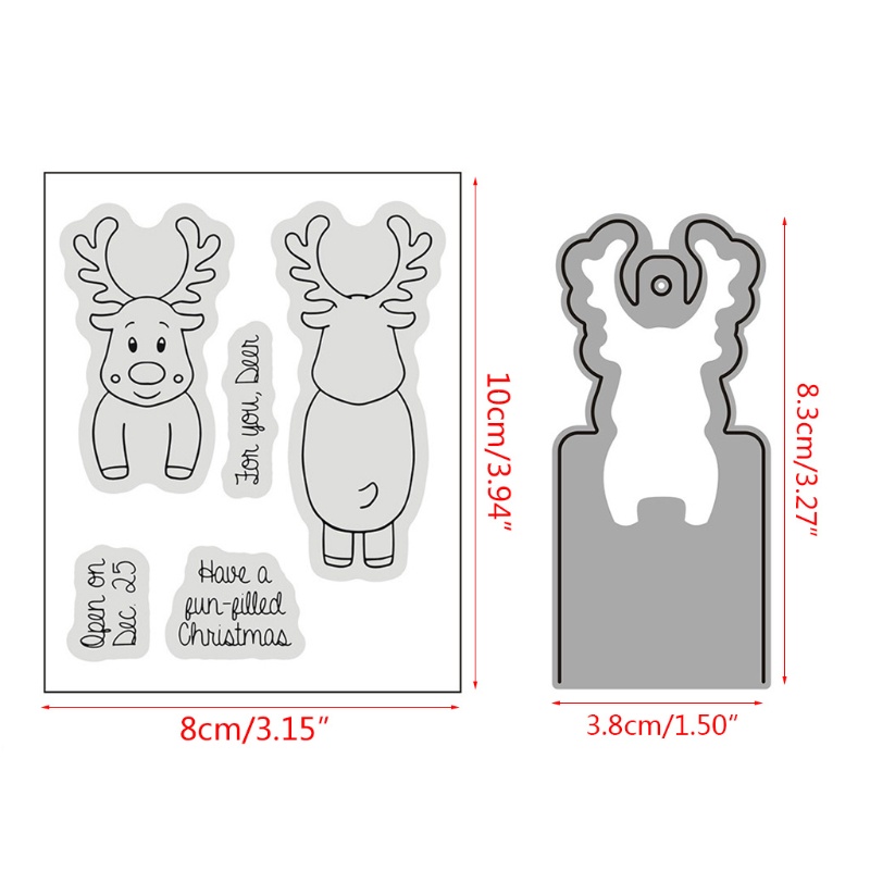 Set Stempel Cutting Dies Bahan Silikon Desain Rusa Kecil Untuk Hadiah Natal