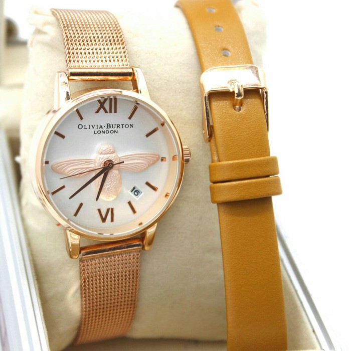 jam tangan OLIVIA BURTON WANITA LEBAH DIAL WHITE SET