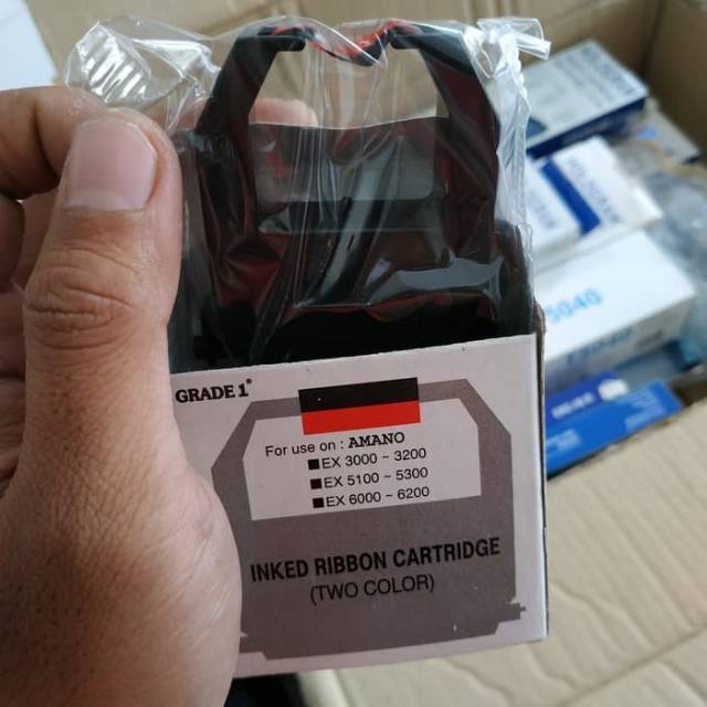 Pita Ribbon Cartridge Amano EX3000 Black &amp; Red (untuk absensi)