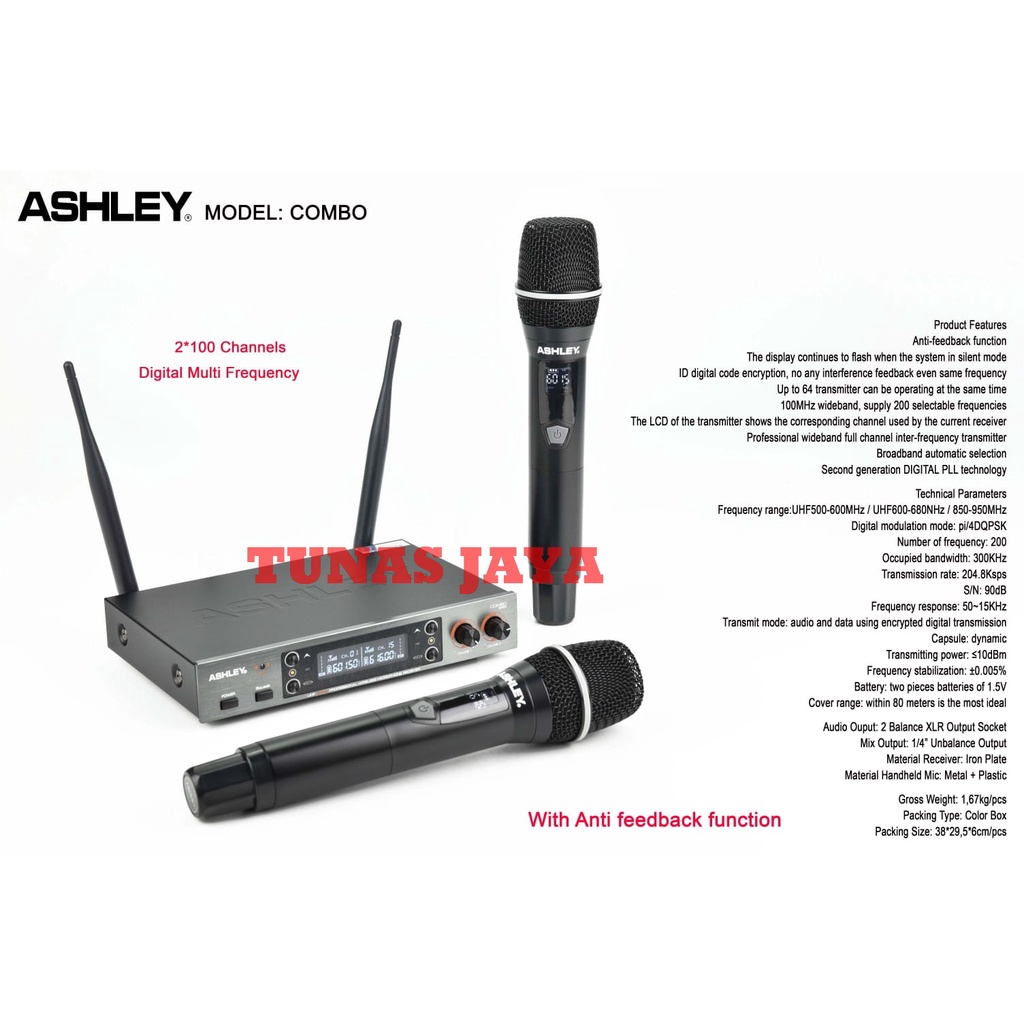 Mic Wireless ASHLEY COMBO Dual Handle Original New