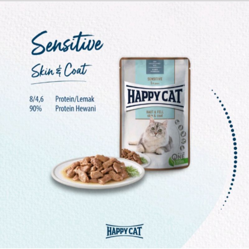 Happy Cat Makanan Basah Kucing Sensitive Skin &amp; Coat - Pouch 85 gr