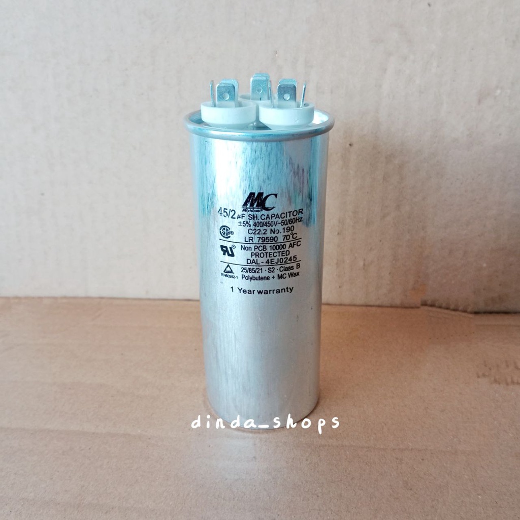 KAPASITOR AC / CAPACITOR AC LG 3 KAKI 45/2 uF (MERK MC) 45/2 MIKRO