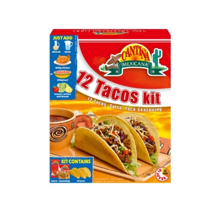 

Cantina Mexicana 12 Porsi Tacos Kit 325gr/Kulit Kebab/Import