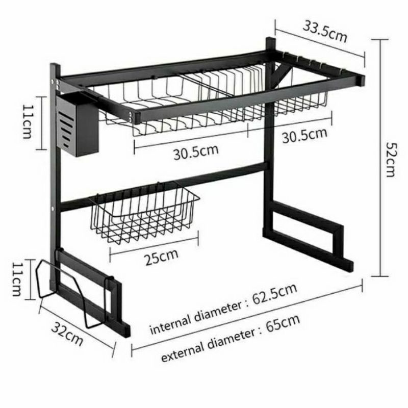 Rak Piring Di Atas Wastafel 65cm Serba Guna Anti Karat