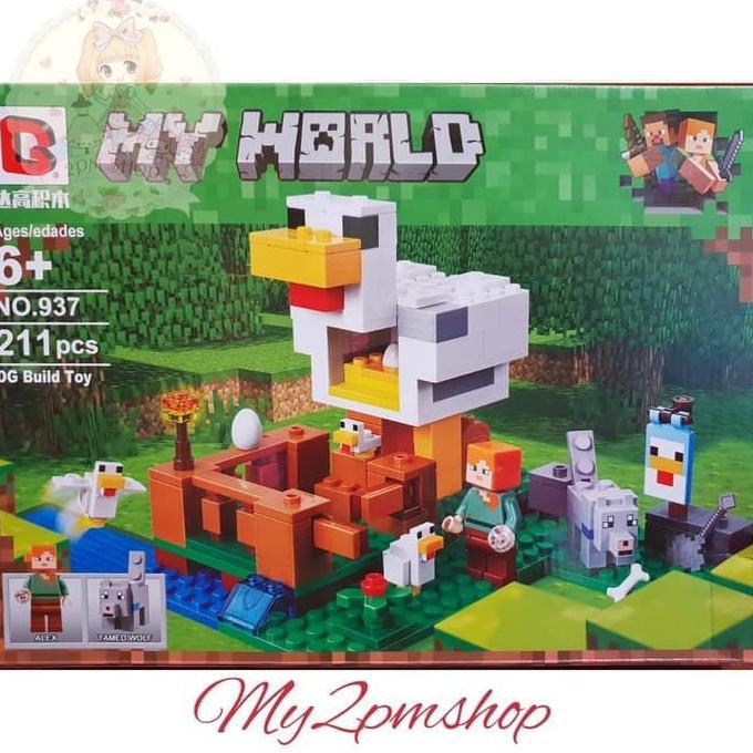 Barang Berkualitas LEGO MINECRAFT MY WORLD CHICKEN HOUSE BUILD TOY NO.937- KADO ULTAH MURAH