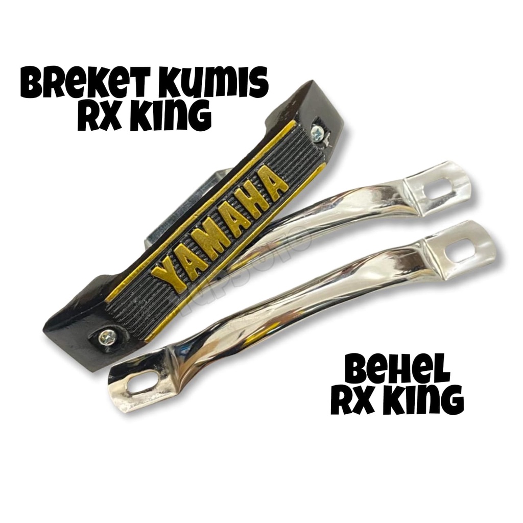 PAKET HEMAT BREKET KUMIS RXKING GOLD BRACKET KUMISAN RX KING PLUS BAUT PNP + BEHEL SAMPING MINI BEGEL CROM CROME CHROME SEPASANG