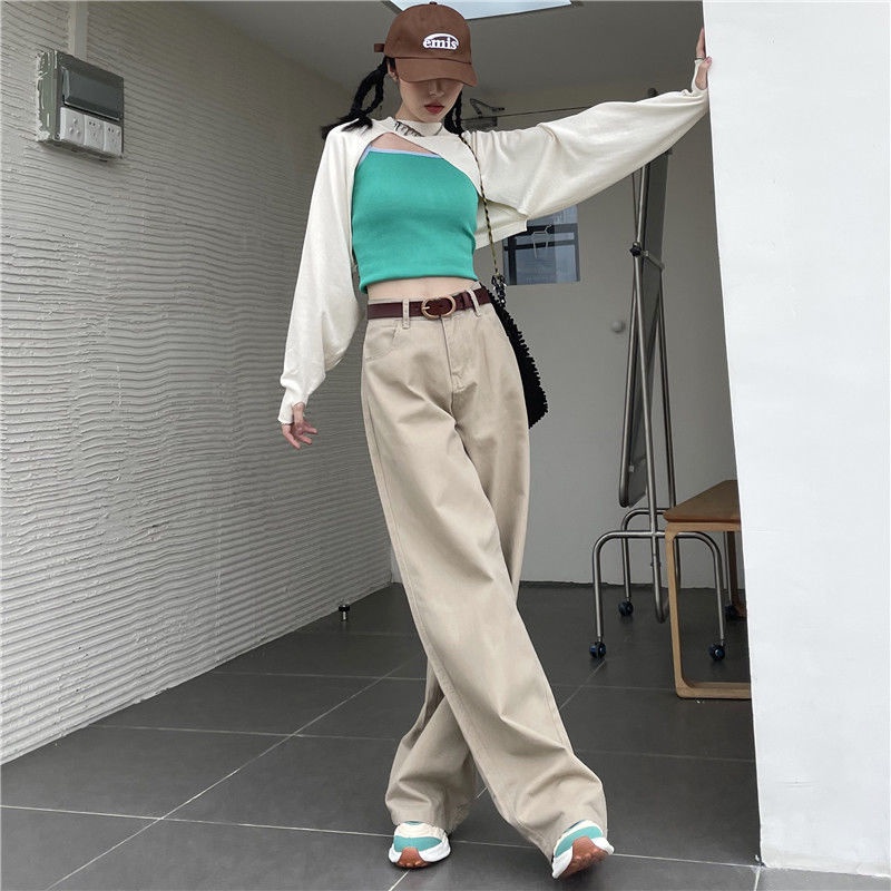 Korean style straight leg loose khaki ringan jeans