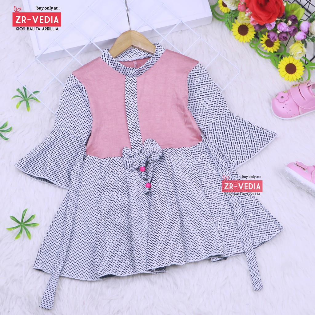 Dress Sissy 1-2 Tahun / Dress Anak Lengan Panjang 3/4 Baju Perempuan Dres Blouse Terompet Cutbray