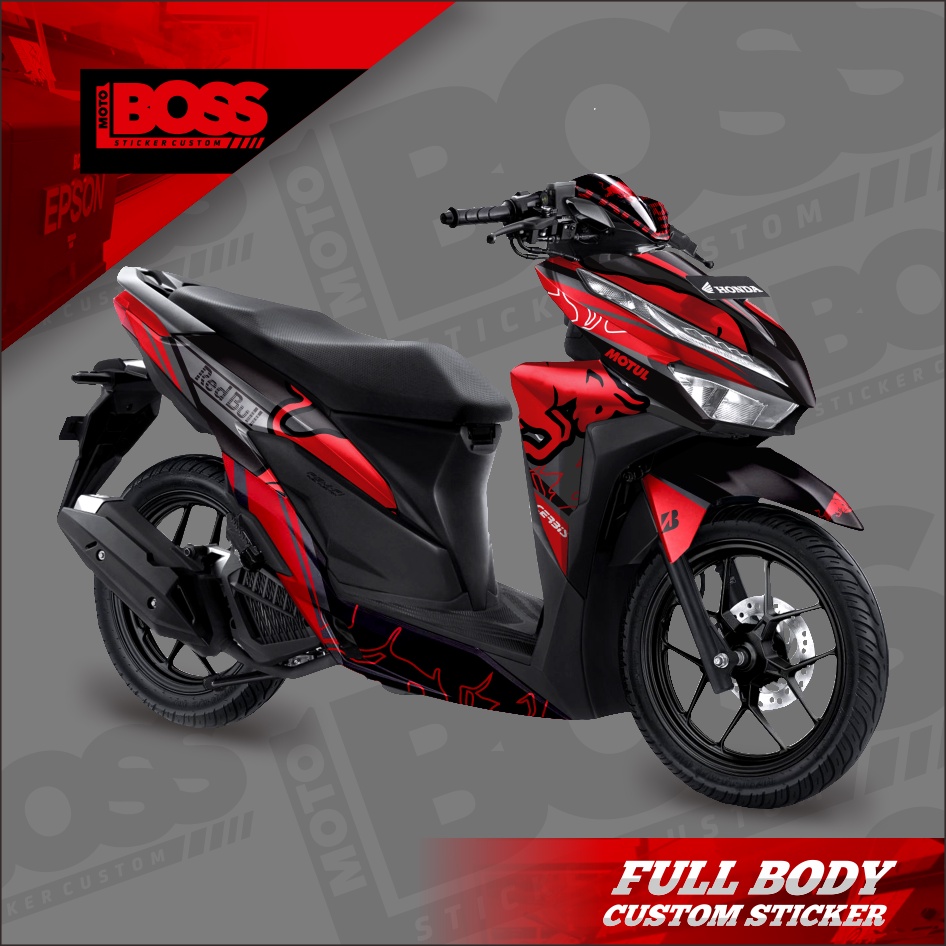 Decal Stiker Sticker Vario Full Body Dekal Stiker Custom Vario Striping Full Body Vario Motif RedBul