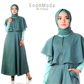 ENDOMODA SN 15 HIJAU TOSCA BUSANA BAJU PAKAIAN MUSLIMAH AKHWAT PEREMPUAN WANITA DRESS FASHION SYAR'I