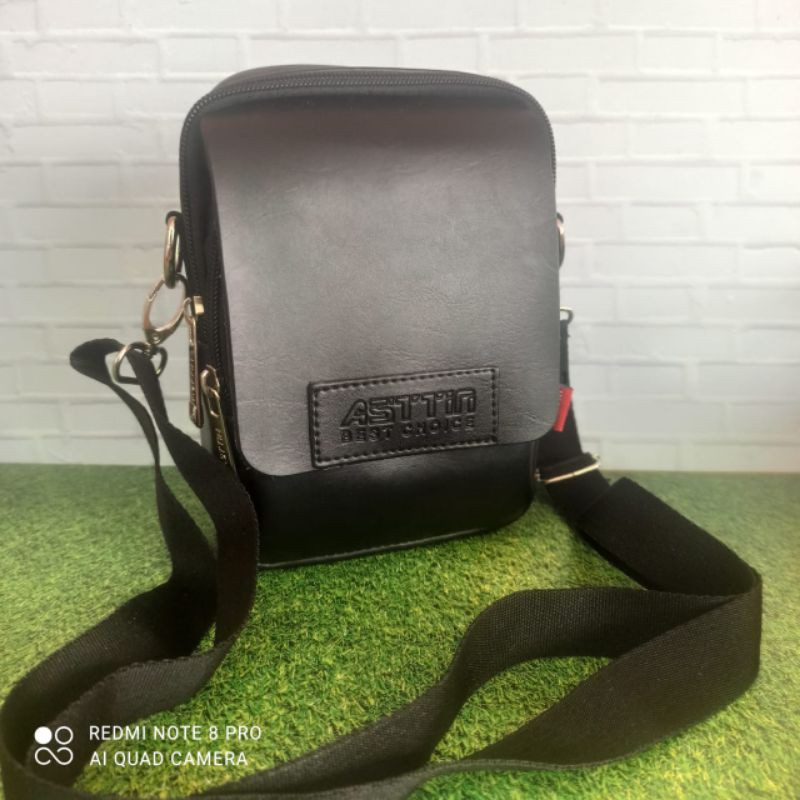 Tas selempang pria Kulit PU// Tas waist bag Original ASTIN