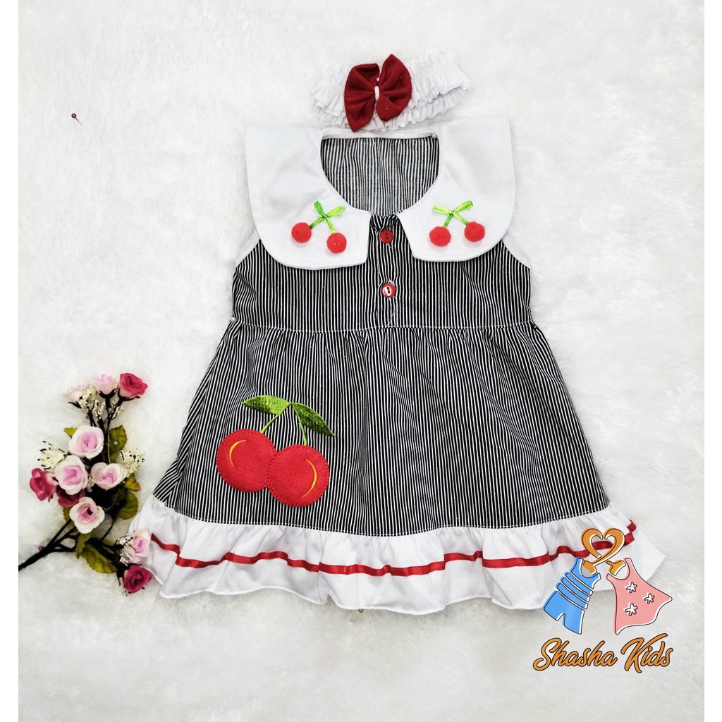 [S-019] Baju Bayi Perempuan /Dress Bayi Perempuan Planet Kids  motif jeruk cantik  Elegan  Murah 3-6 bln Bonus BANDANA