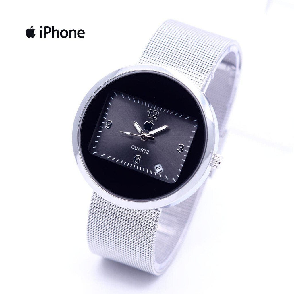 Capitao Poco Hyderabad Jam Tangan Pria / Cowok Iphone Watch Analog Bulat Pasir Silver