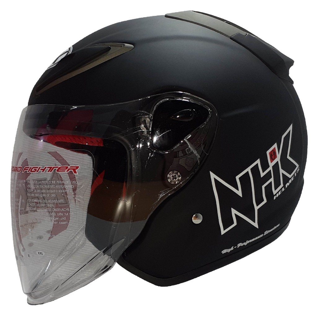 Helm NHK halfface NHK R6 Solid Black Doff | Shopee Indonesia