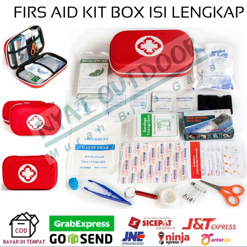 P3K firs aid kit box paket lengkap 18 in 1 camping hiking