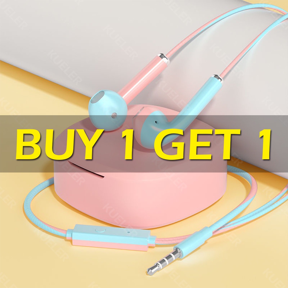 [Buy 1 Get 1 Free] Headset HiFi Stereo Bass Earphone Wired Hedset Gaming 3.5mm Handset with Mic