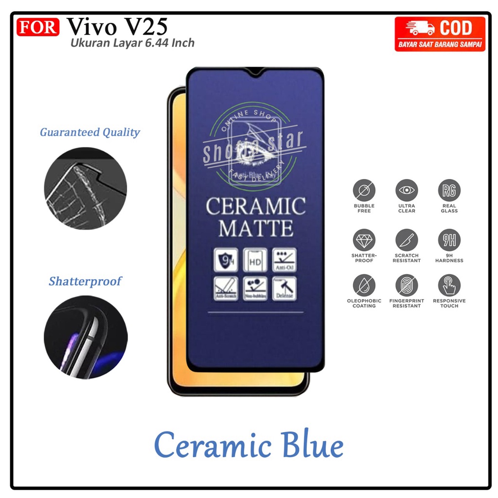 Anti Gores Ceramik Blue Light Vivo V25 V25E Anti Radiasi Kaca Full Cover