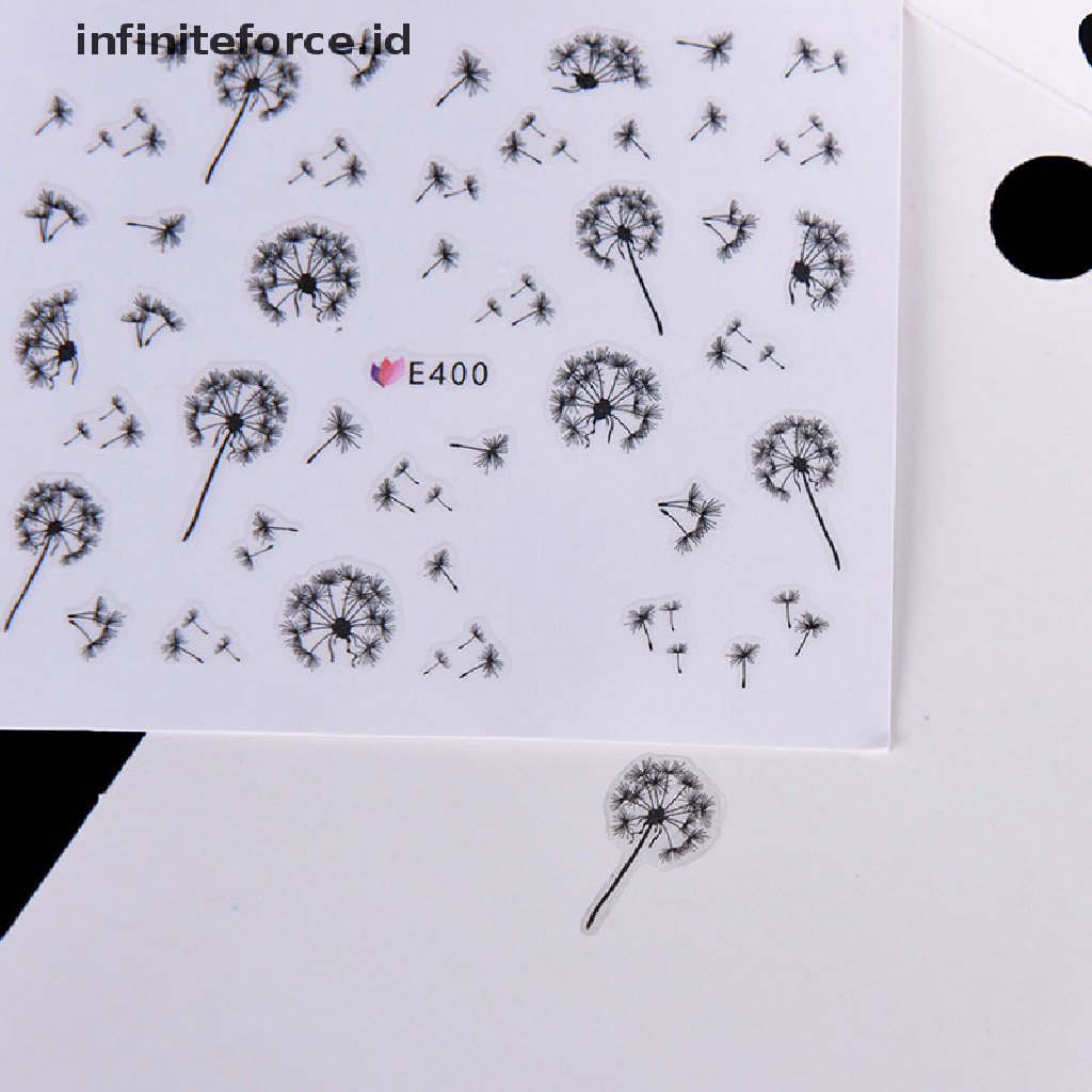 Infiniteforce.id Stiker Decal Transfer Air Motif Bunga Dandelion Terbang Untuk Dekorasi Nail Art / Manicure