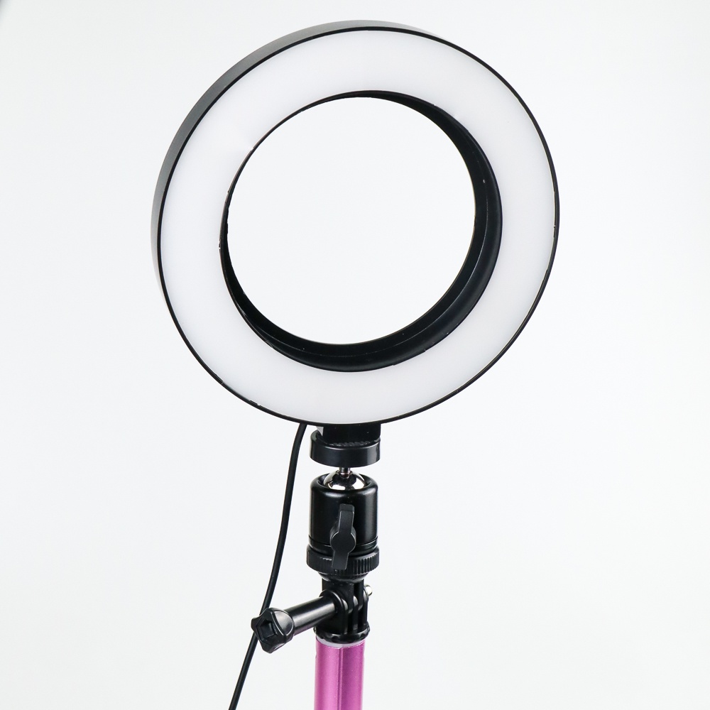 TaffSTUDIO Lampu Halo Ring Light LED Kamera 16CM with Tongsis Tripod - EL940008A - White