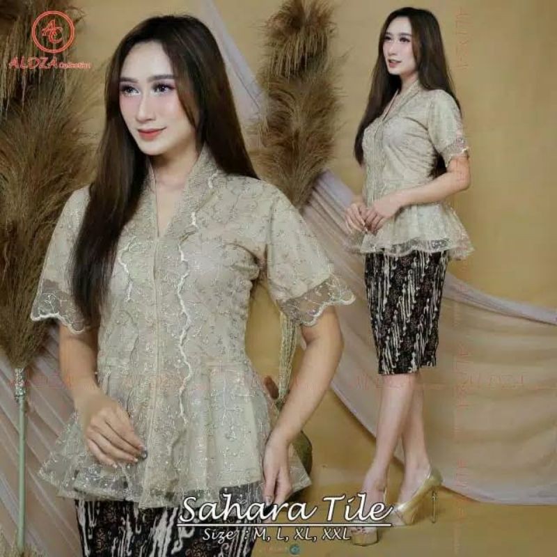 REAL PICT SETELAN SAHARA TILLE/FLOY TULLE LENGAN PENDEK/KEBAYA TULLE PREMIUM