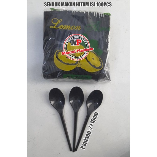 isi 100pcs Sendok Panjang Hitam / Sendok Makan Hitam