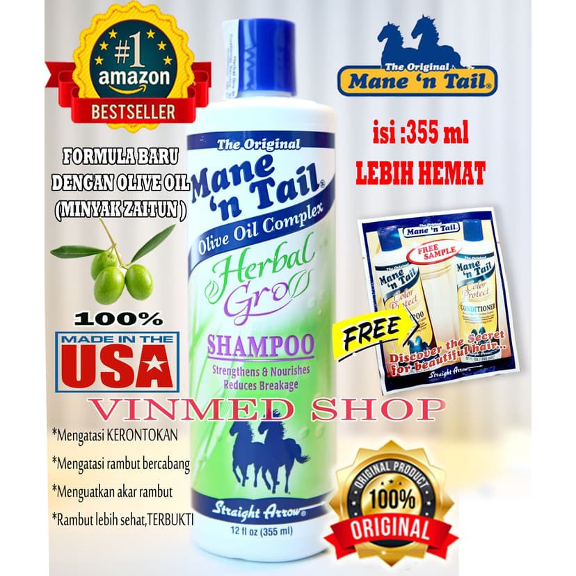 SHAMPOO MANE N TAIL-SHAMPO KUDA HERBAL GRO 355ML ORIGINAL  -imp01