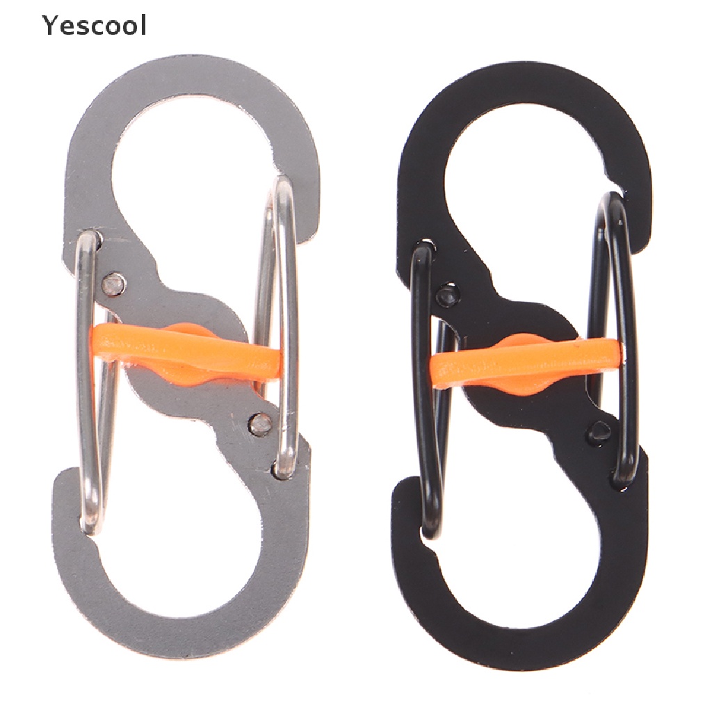 Yescool Outdoor Camping Carabiner Keychain with Lock 8 Shaped S Buckle Climbing Clip .