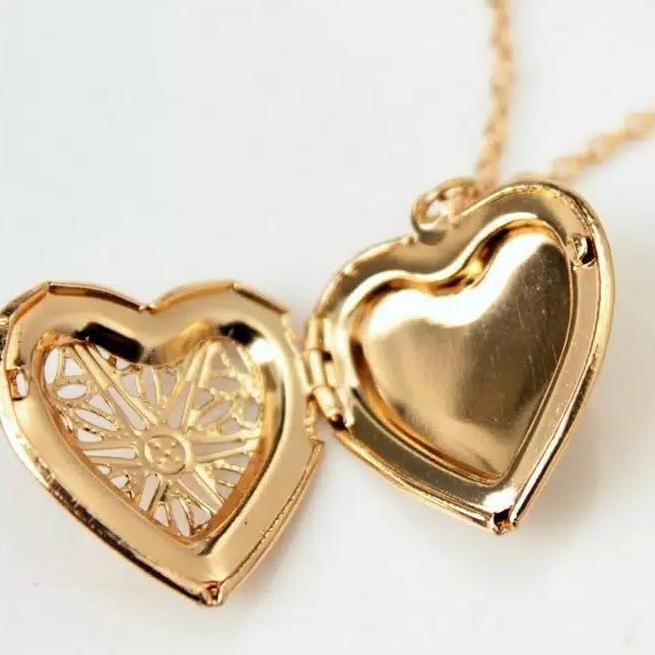 kalung liontin love buka tutup simpan foto