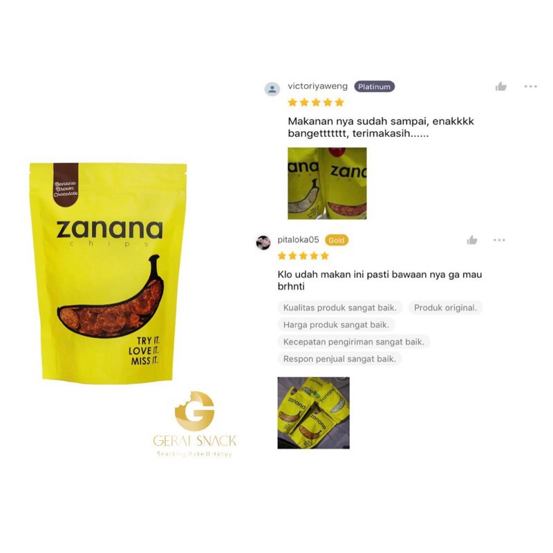 Keripik Pisang Zanana Chips Premium Khas Bandung Bumbu Tebal Renyah