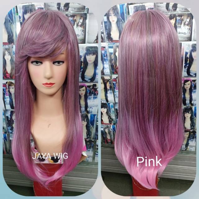 Wig Lurus Panjang Poni Samping Rambut Palsu Wanita Panjang 55CM