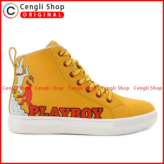 SEPATU SNEAKER PLAYBOY WANITA ORIGINAL CASUAL KETS ASLI KUNING PLW22