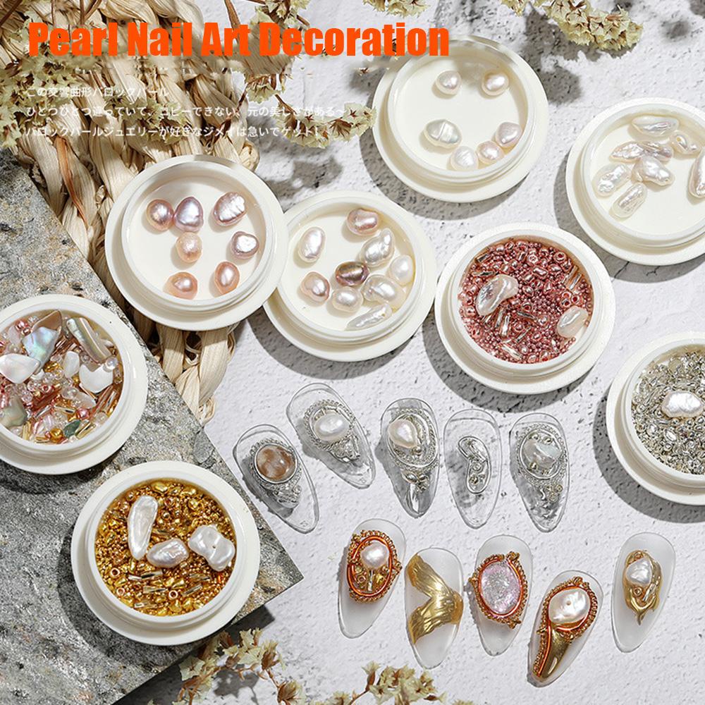 AUGUSTINA Dekorasi Nail Art Agustina Cangkang Alami Halus Aksesoris Manikur pearlescent Tiga Dimensi