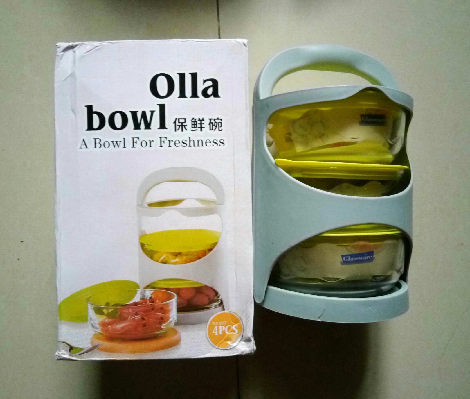 Rantang Kaca 3 Susun - Bowl Glass - Mangkok Tempat Bekal Makanan