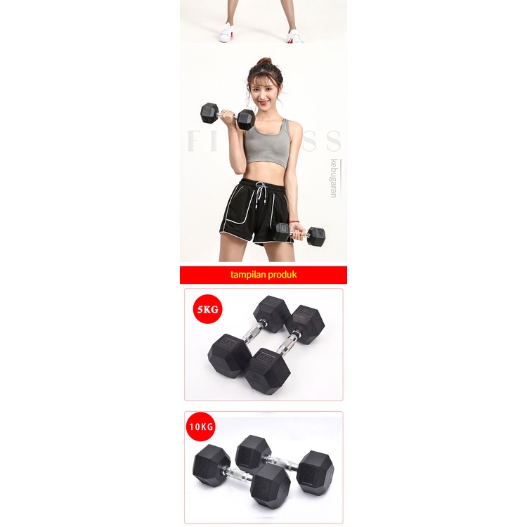 【Spot barang】Dumbbell set peralatan fitness  hexagonal dumbell 10kg dengan perlindungan lingkungan