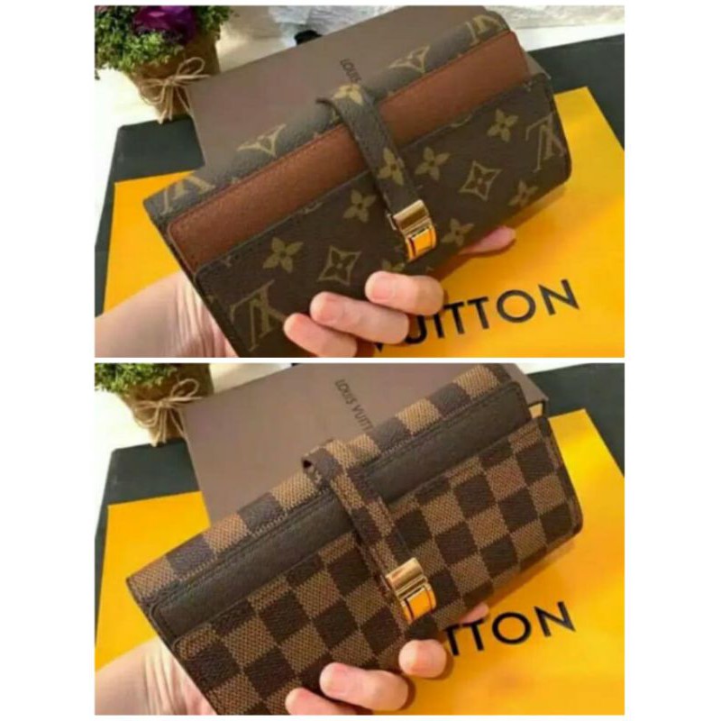 Dompet Lipat lv Wanita Import Bahan Premium.Dompet Tangan Kunci Sodok ( COD )