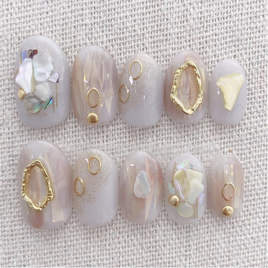 Japan nails accesories round metal round nailart seashell crushed Produk Good Quality