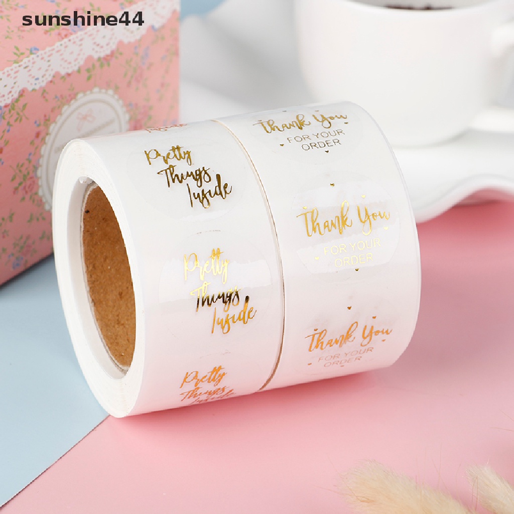 Sunshine 500pcs Stiker Label Tulisan Thank You Untuk Segel Kue