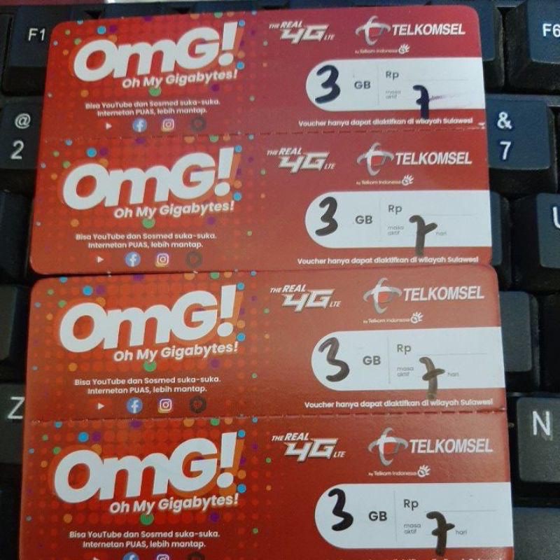 VOUCHER OMG TELKOMSEL 3GB 7HARI KALIMANTAN ZONA 1 [ CEK HARGA GROSIR ]
