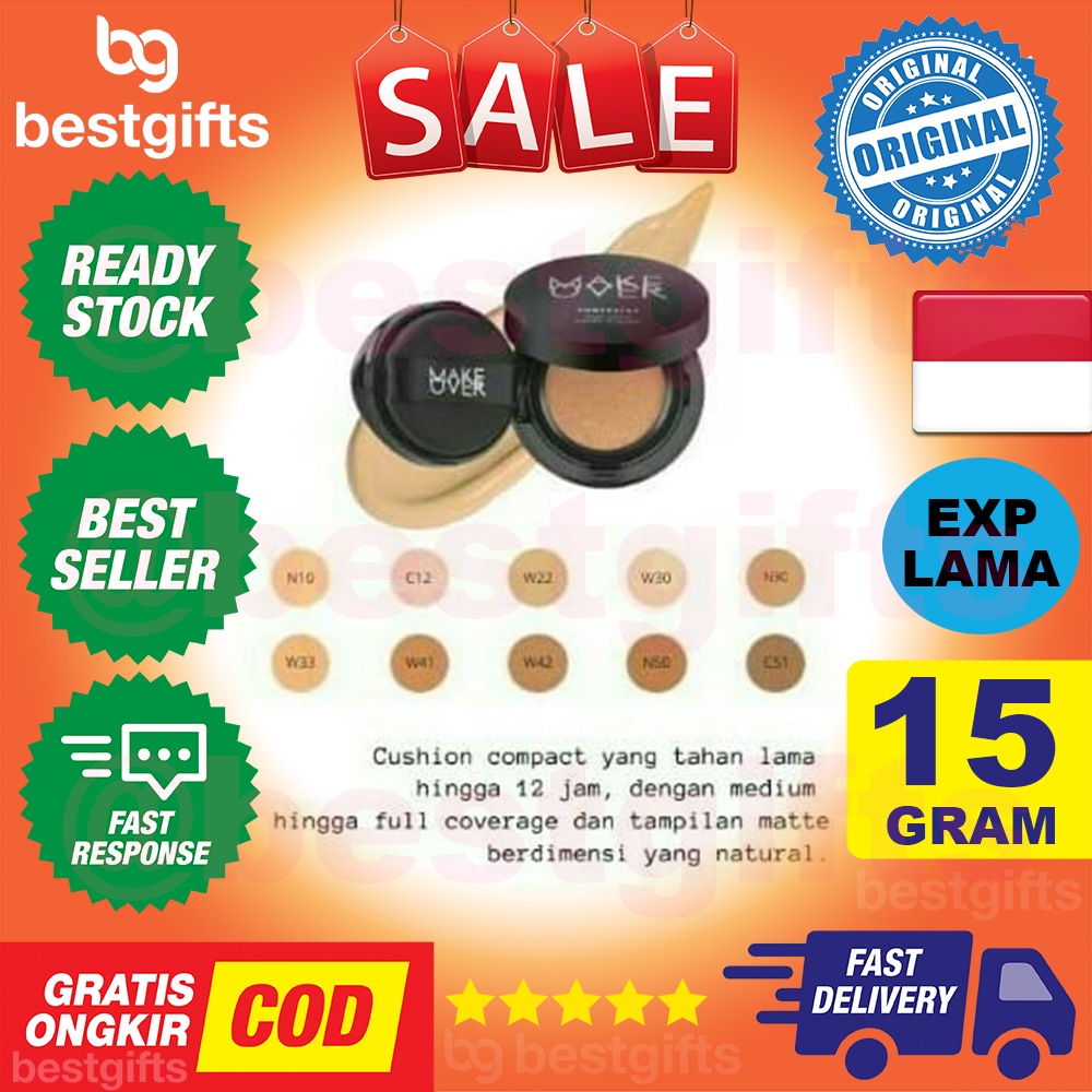 MAKE OVER MAKEOVER POWERSTAY DEMI MATTE COVER CUSHION FOR NORMAL TO OILY SKIN KULIT NORMAL BERMINYAK 15 GRAM