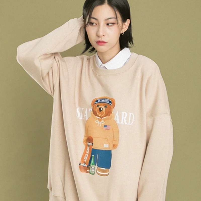 BEFAST - ZSO OOTD Sweater KIMI / STREET SKATEBOARD 3D PRINTING SWEATER / Atasan Lengan Panjang / Sweater Kekinian Remaja ABG / Pakaian Wanita Casual / Sweater Motif / Terbaru 2022 / OOTD Ala Korean Style