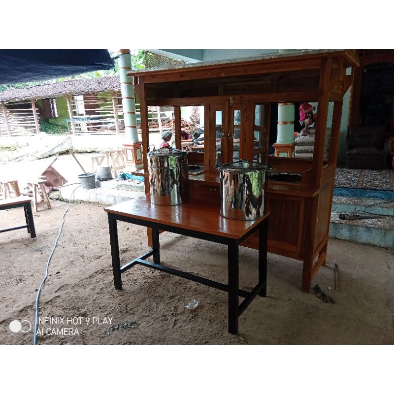 gerobak bakso mie ayam kayu jati dan dua dandang  free ongkir