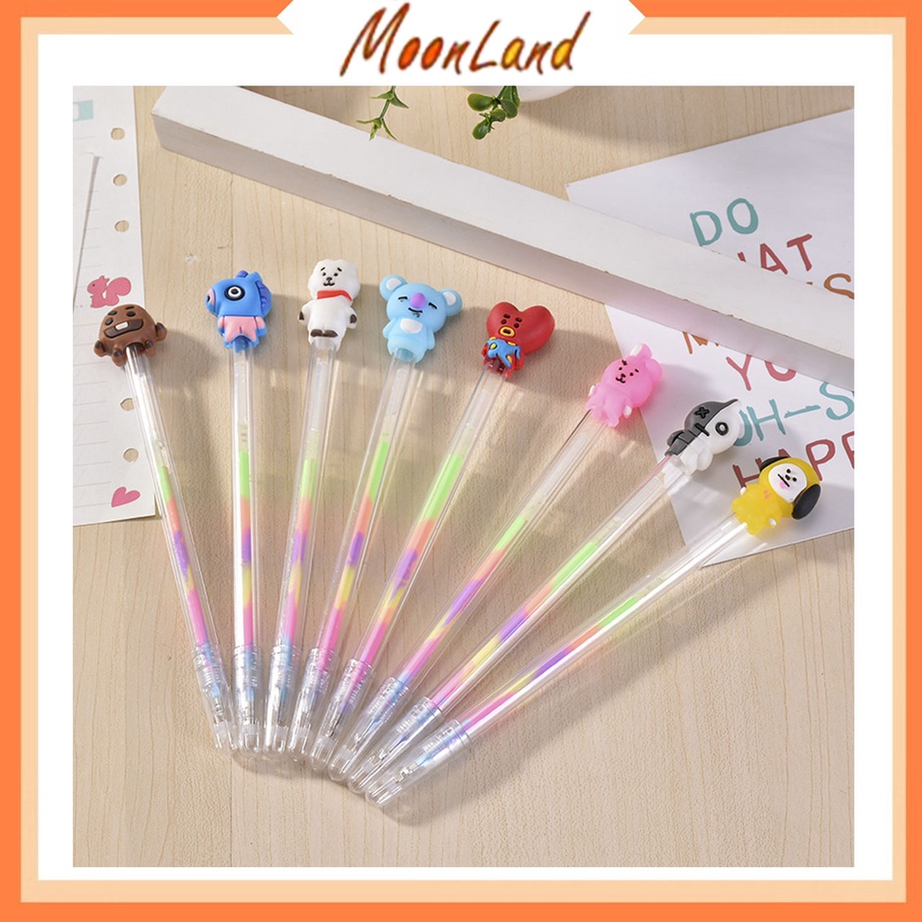 MoonLand Pena Warna-warni Multi Color Pelangi Rainbow Bolpen Pen Pulpen Karakter Army Bangtan 154