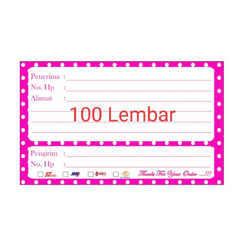 

Label Pengiriman Isi 100 Lembar/Label Olshop