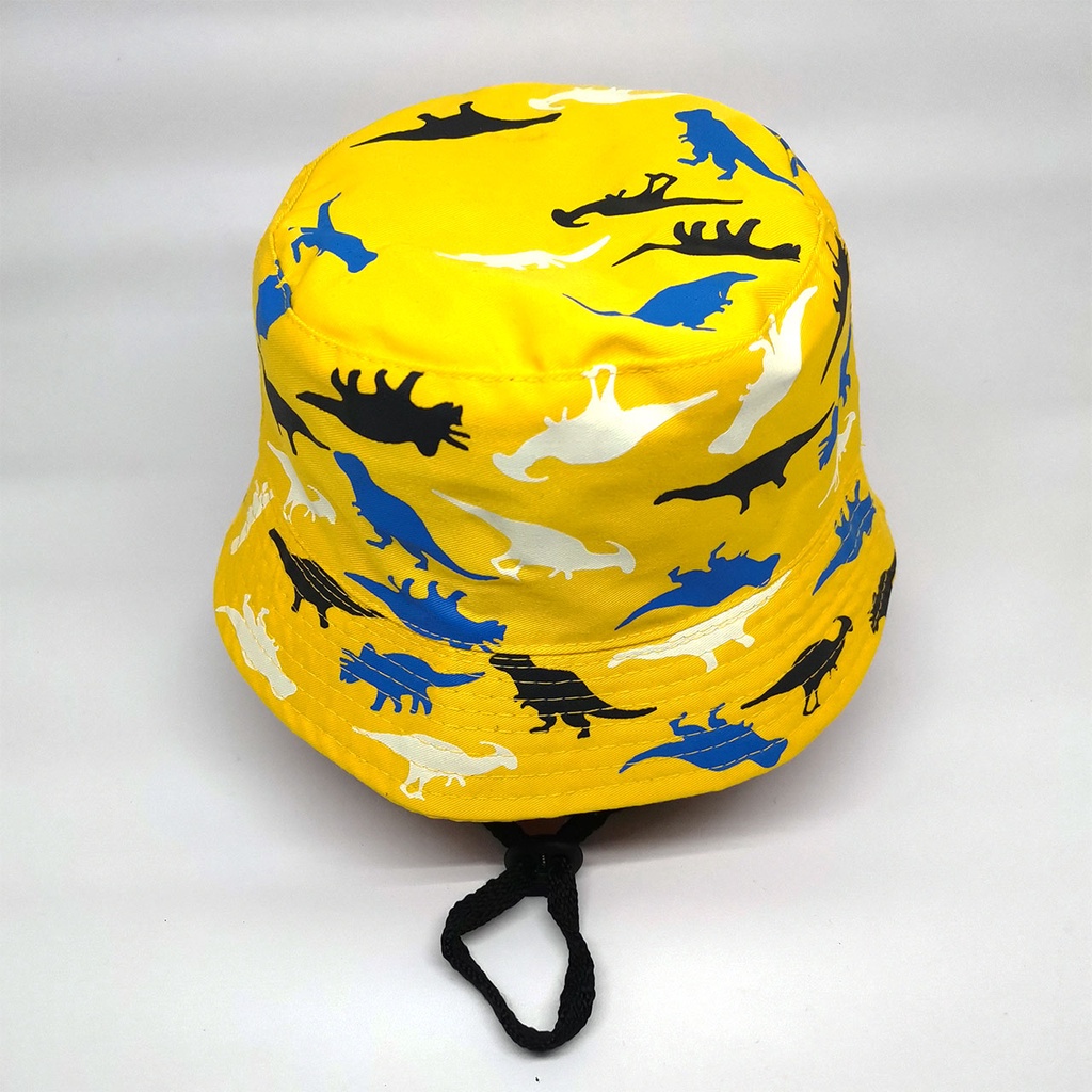 Topi Bucket Hat Anak Tali 3-12 tahun Motif Dinosaurus