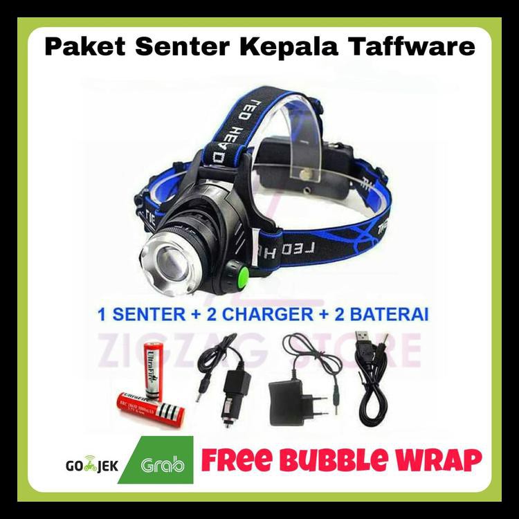 Diskon Senter Kepala Xml L2 High Power + Charger