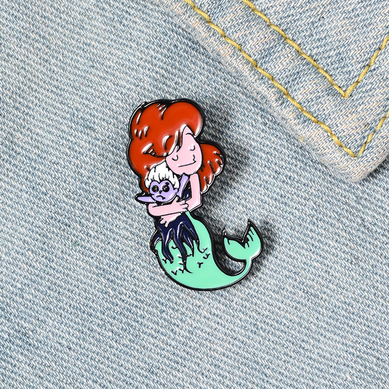 Bros Pin Enamel Desain Kartun Mermaid Marine Life Untuk Anak