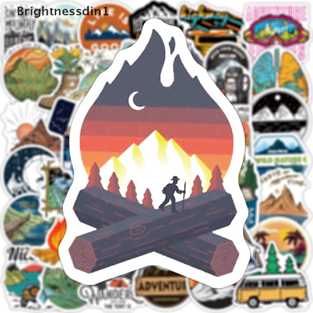 (Brightnessdin1) 50 Pcs Stiker Motif Pemandangan Hutan Untuk Dekorasi Hiking / Camping / Outdoor / Travel