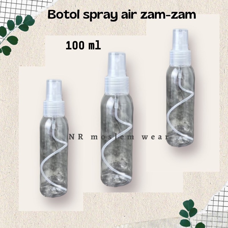 BOTOL SPRAY 100 ml , BOTOL SPRAY ISI ULANG AIR ZAM-ZAM  100 ml