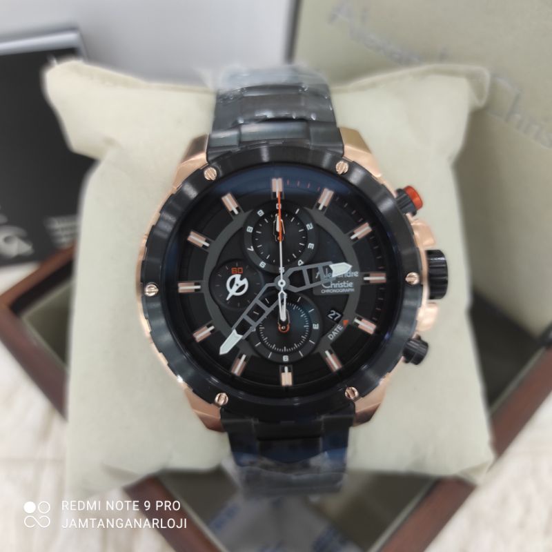 New Alexandre Christie AC 6530 Jam Tangan Pria AC6530 Original MCBBRBA Rosegold Black