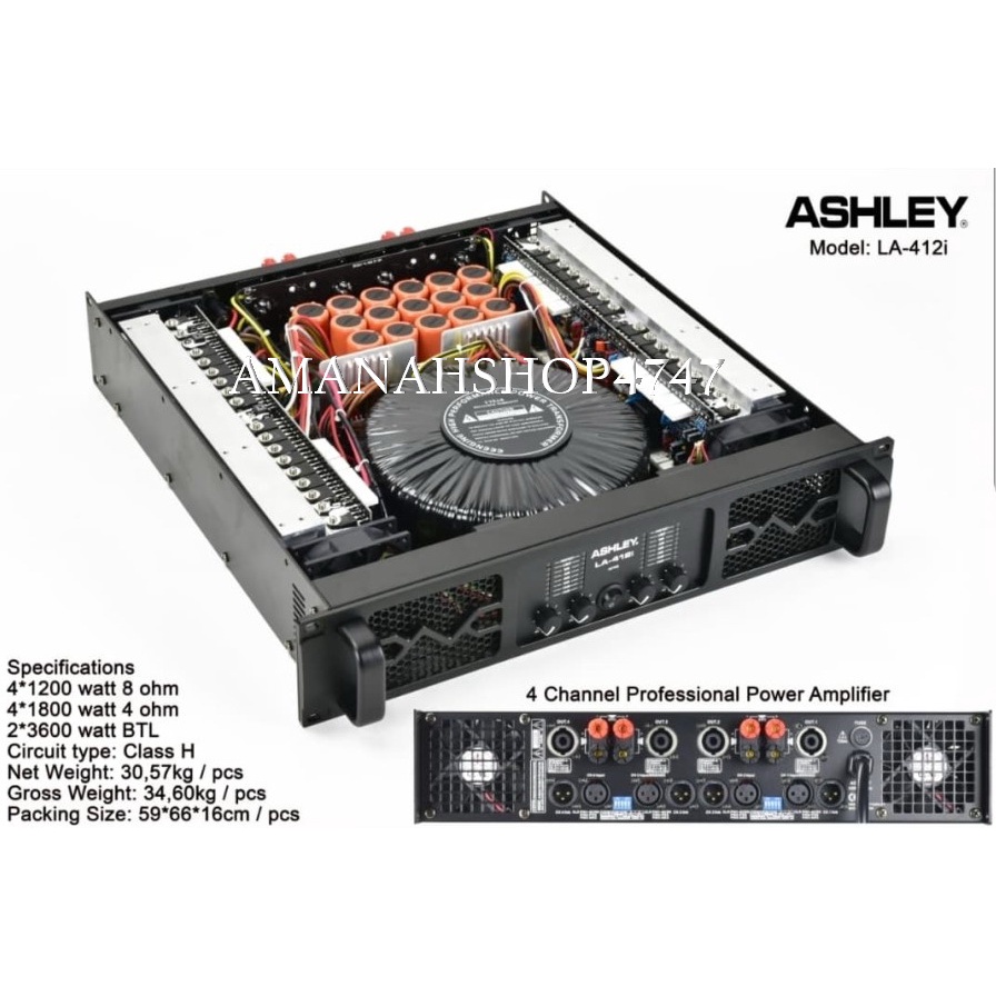 Power Amplifier ASHLEY LA412i/LA 412i/ LA412I 4Channel (Original)
